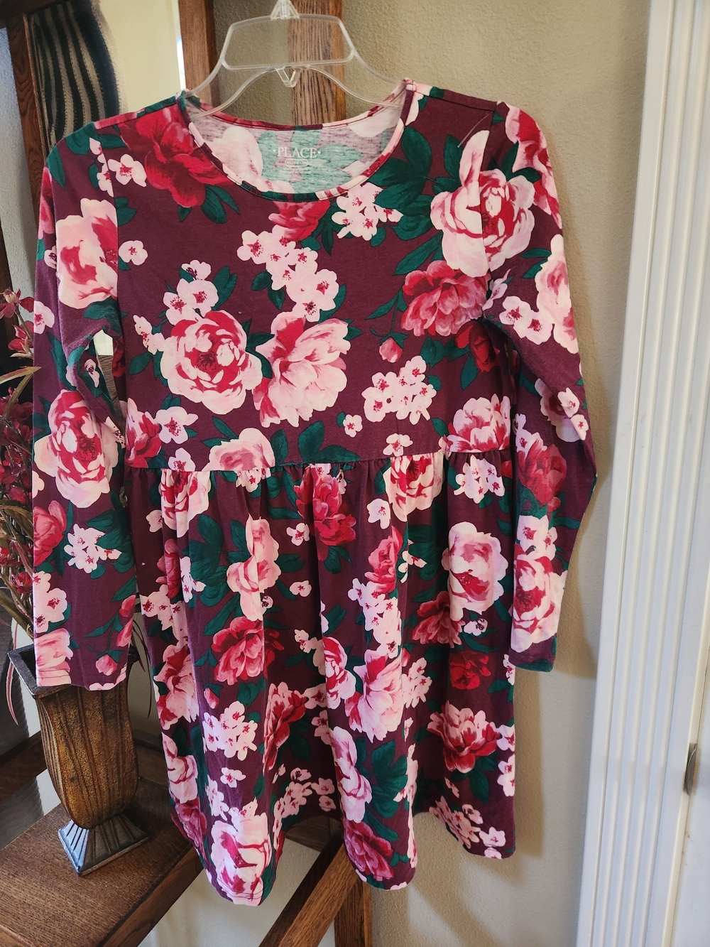 The Children's Place Girls' Long Sleeve Floral Peplum Dress - Rose Print